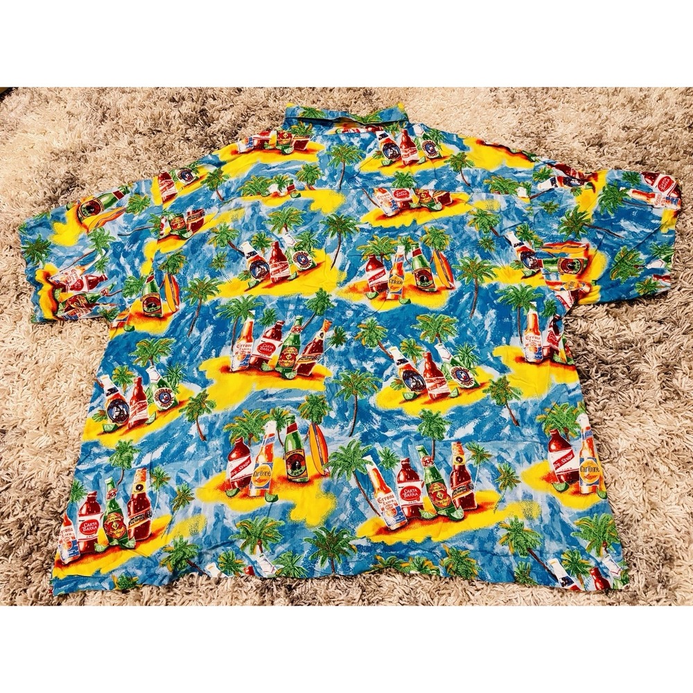 Big Dogs Mens 5XL Hawaiian Beer Beach Casual Button Up Palm Tree Shirt - Picture 3 of 6